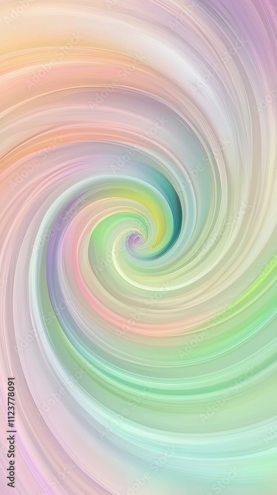 Fototapeta premium Soft pastel hues blending seamlessly, swirling into a captivating vortex, creating a dreamy and ethereal atmosphere filled with tranquil energy and hypnotic motion