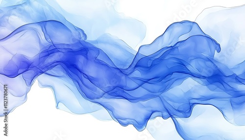 Watercolor-inspired abstract artwork featuring flowing blue hues and liquid patterns