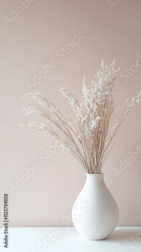 Elegant Dried Flowers in a White Vase photo