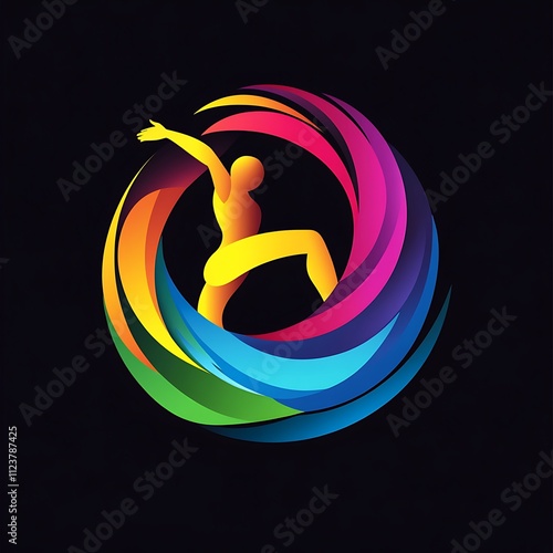 Colorful and dynamic sports logo representing strength and energy image photo