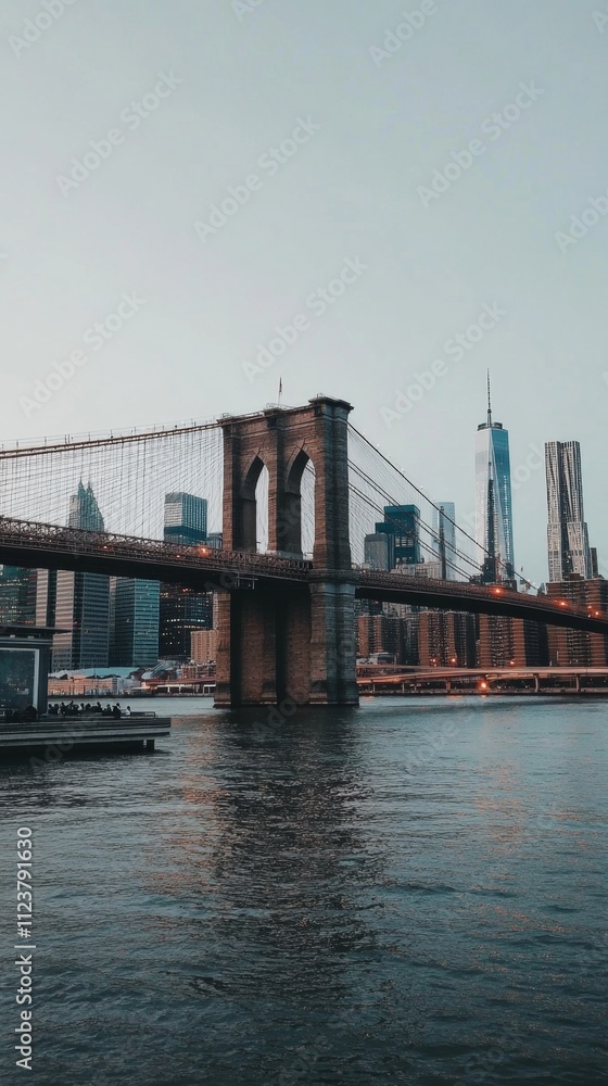 Fototapeta premium Brooklyn Bridge Cityscape at Dusk
