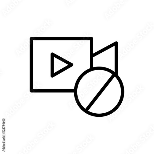 Video off icon Outline vector for web ui