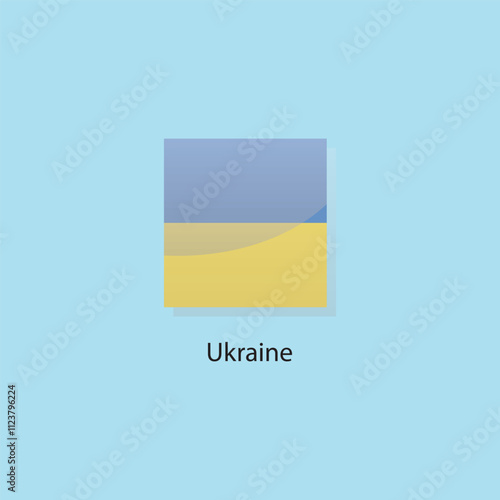 Flat square icon of Ukraine flag. Simple vector illustration.