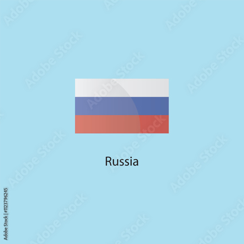 Flat square icon of Russia flag. Simple vector illustration.