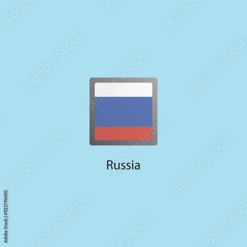Flat square icon of Russia flag. Simple vector illustration.