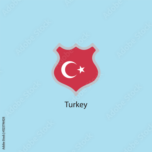 Flat square icon of Turkey flag. Simple vector illustration.