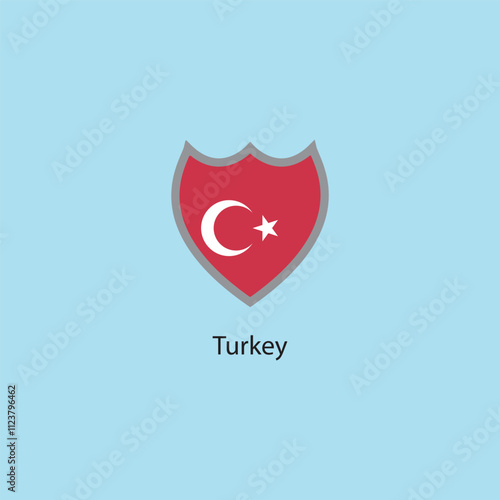 Flat square icon of Turkey flag. Simple vector illustration.