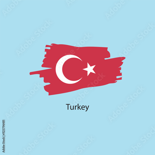 Flat square icon of Turkey flag. Simple vector illustration.