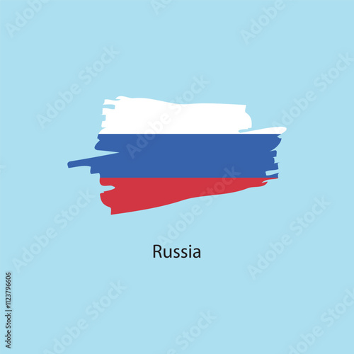 Flat square icon of Russia flag. Simple vector illustration.