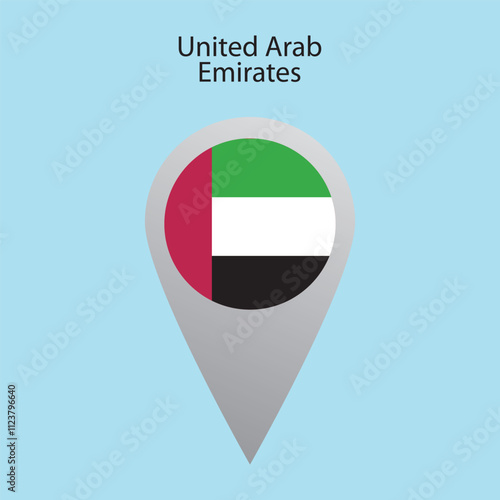 Flat square icon of United Arab Emirates flag. Simple vector illustration.