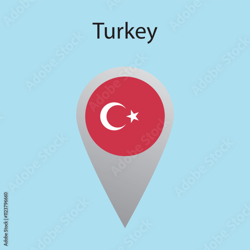 Flat square icon of Turkey flag. Simple vector illustration.
