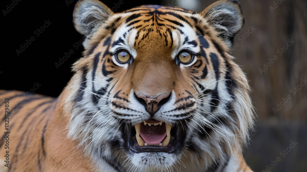 Obraz premium Closeup Portrait of a Tiger with Open Mouth