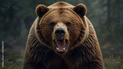 Wallpaper Mural illustration of an angry bear in the forest Torontodigital.ca