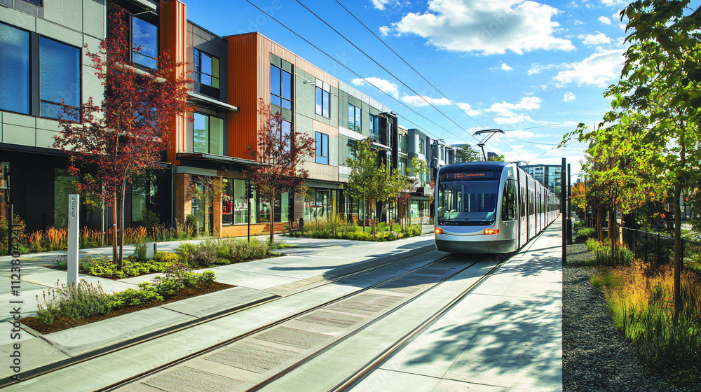 Obraz premium A transit-oriented development promoting sustainable urban living.