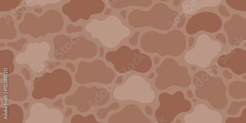 Spot pattern in mocha mousse 2025 year color. Seamless print in mocha mousse colour. Cow animal skin or coffee spot. Brown abstract 2025 color texture background. Vector fur in brown coffee palette bg