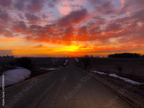 Bold Orange, Pink And Purple Cloud Winter Sunrise