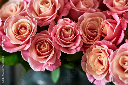 Pink roses close-up detailed petals romantic floral background bouquet of fresh flowers soft pastel colors natural beauty elegant arrangement floral decorations