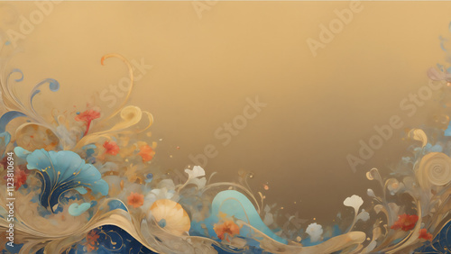 異世界の花のある背景デザイン　AI画像　ジェネレーティブAI