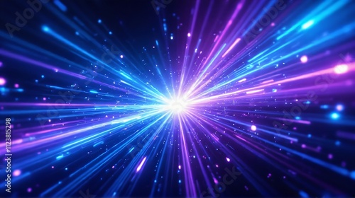 Vibrant Light Rays Burst with Blue and Purple Color Spectrum