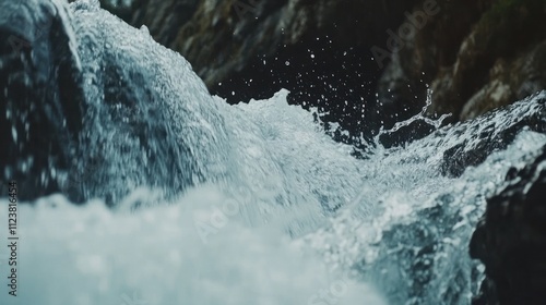 Wallpaper Mural Close-up of a cascading waterfall, water splashing over rocks. Torontodigital.ca