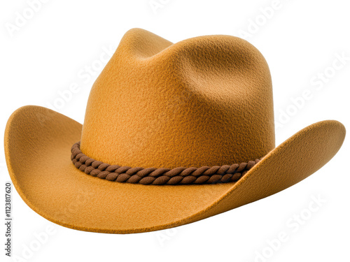 Classic Brown Cowboy Hat on White Background for Western Themes photo