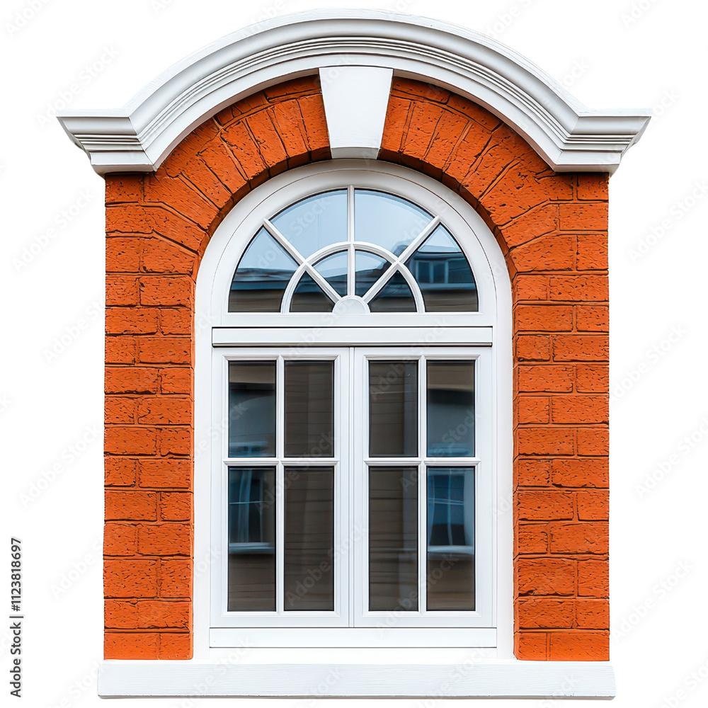 Obraz premium Elegant Arched Window Design with Orange Brick Wall Style