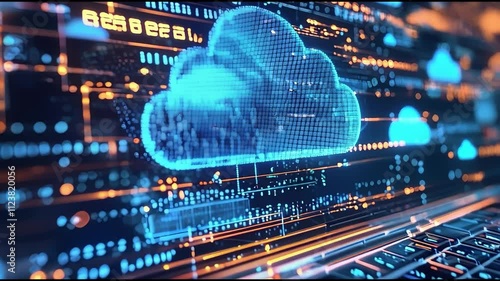 Futuristic cloud computing technology with data networks