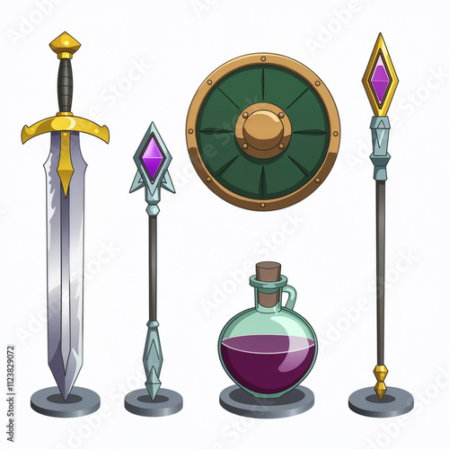 Fantasy Game Weapons and Potion Set