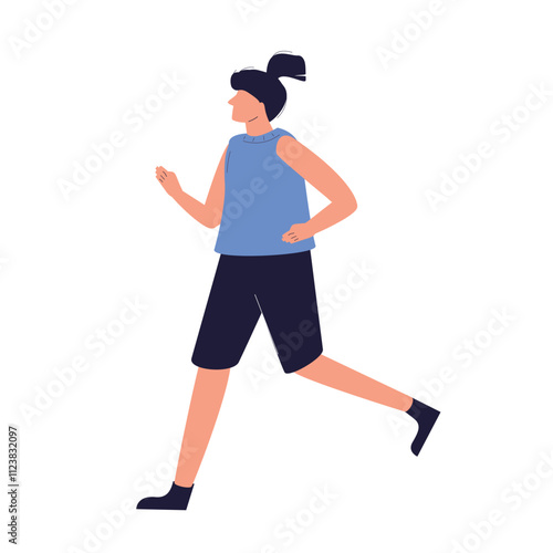 Woman jogging. Female runner, cardio endurance workout. Girl jogger running, doing sports, profile. Healthy activity