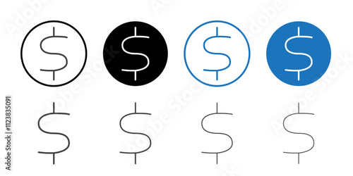 Dollar icon Thin outline art symbol