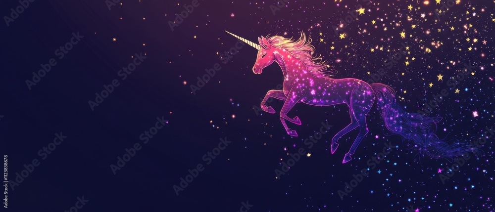 Fototapeta premium Magical Unicorn Galloping Through a Starry Night Sky
