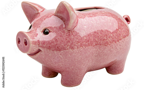 Pink piggy bank with a coin slot