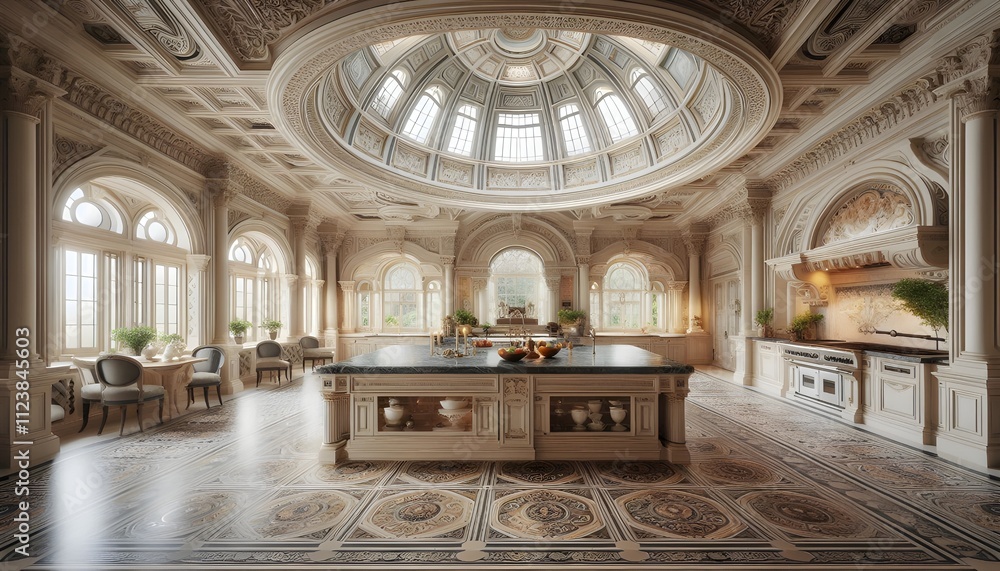 Obraz premium Chic Kitchen with Marble and Gold Details