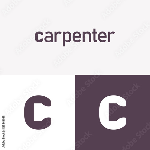 carpenter logo with hammer tip icon inside letter C photo