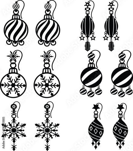 Christmas elegant earring design set featuring holiday-themed patterns and vibrant details