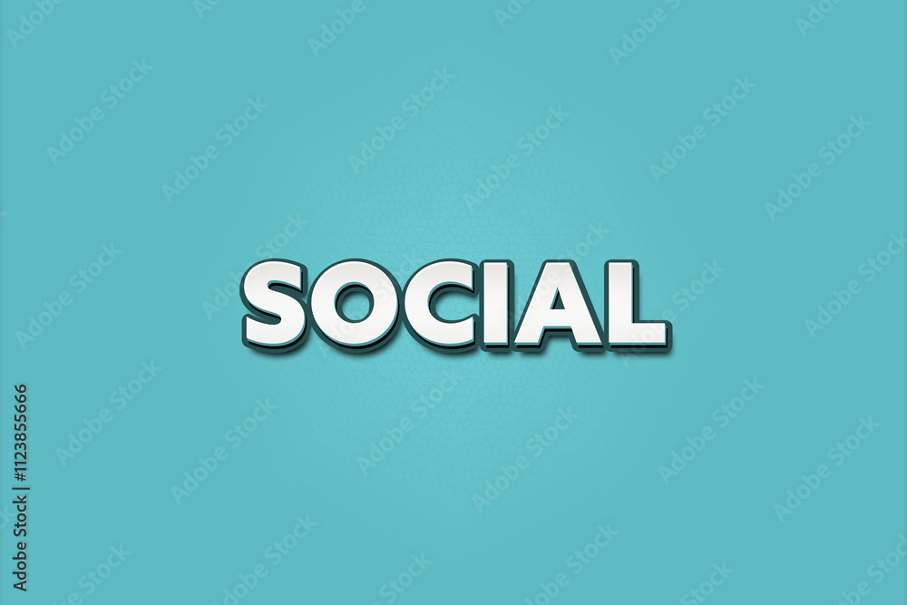 Fototapeta premium social. A Illustration with white text isolated on light green background.
