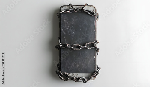 Rusty Old Smartphone in Chains – Digital Decay and Security Concept