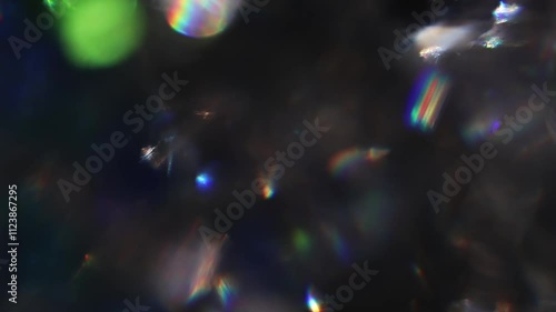 ガラスのマクロ撮影により玉ボケがきらめく実写のライトリーク素材