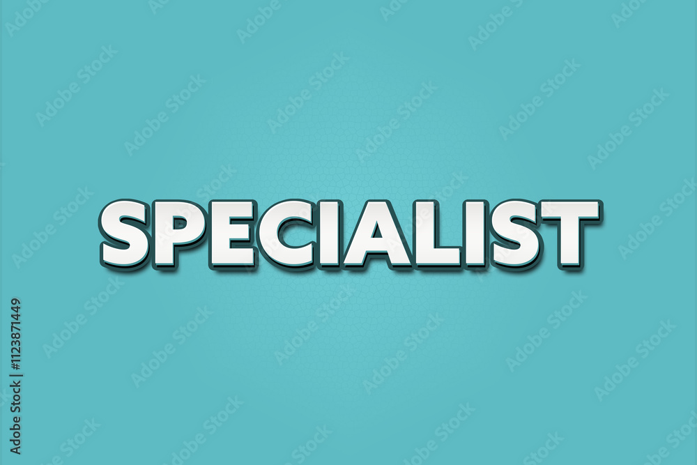Fototapeta premium Specialist. A Illustration with white text isolated on light green background.