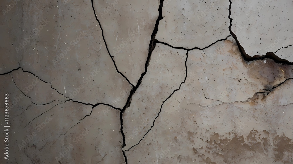 Obraz premium Cracked concrete wall texture. Grunge concrete wall background. Abstract background of crack concrete wall