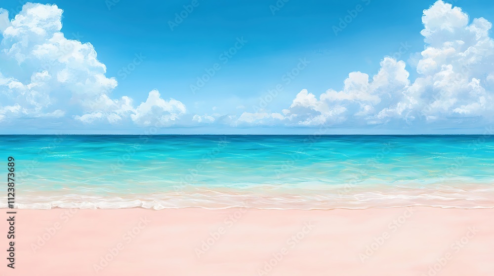 Fototapeta premium A beautiful blue ocean with a pink sandy beach