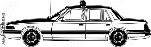A vintage police patrol car illustration, perfect for historical and classic law enforcement designs.
