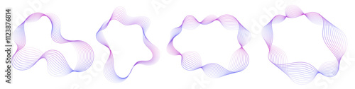 Obraz na płótnie Abstract wavy frames set, colorful flowing borders isolated on white. Vector illustration. w salonie