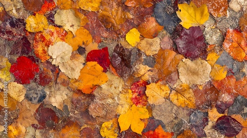 Autumn Leaves Colorful Fallen Texture Pattern photo