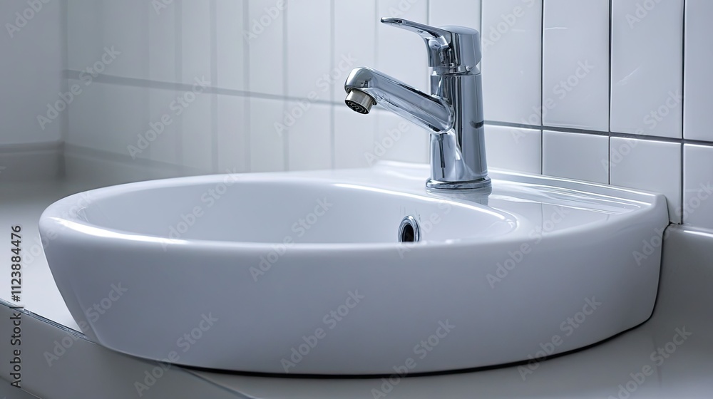 Fototapeta premium Modern Round Washroom Sink with Faucet Design