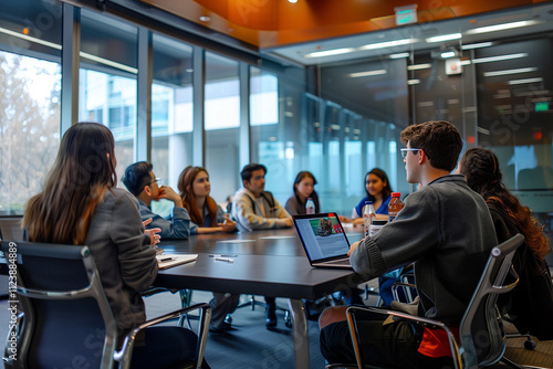  group of business women in the conference hall. group of business people in a meeting, discussing. AI Generated