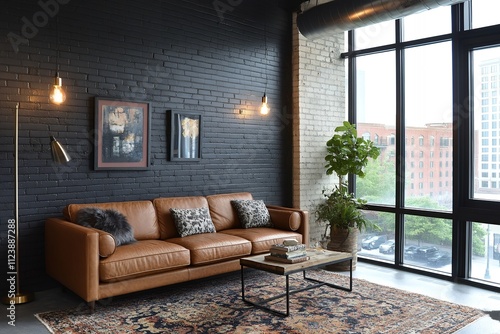 モダンなインダストリアルスタイルのリビングルーム | Modern industrial-style living room