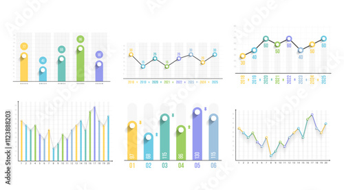 Set of bar and line charts, infographic templates, vector eps10 illustration