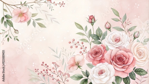 Romantic rose bouquet with greenery and soft pastel tones