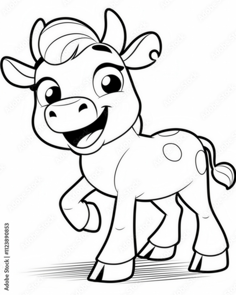 Obraz premium Coloring book for children, coloring animal, cow, bull.